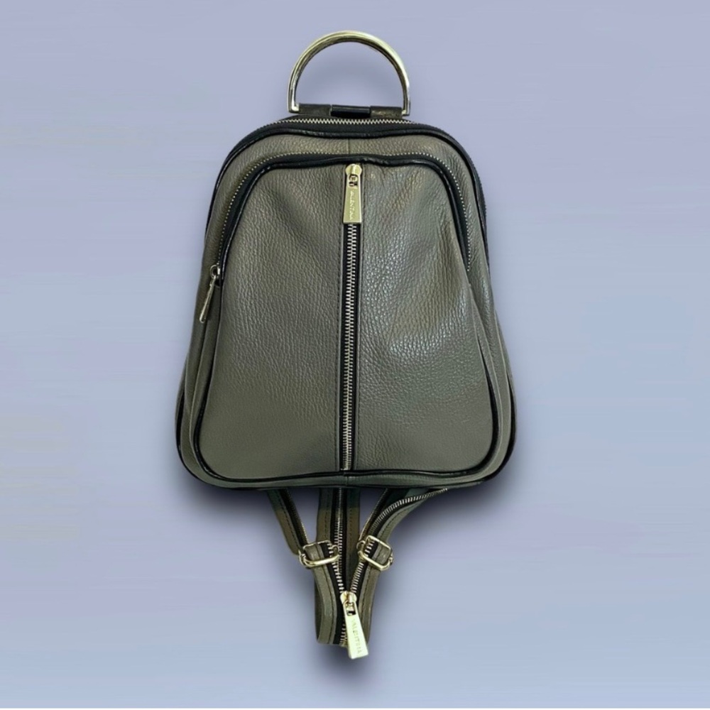 Valentina | Italian Leather Taupe Gray Dome convertible Backpack Gold hardware - Picture 2 of 11